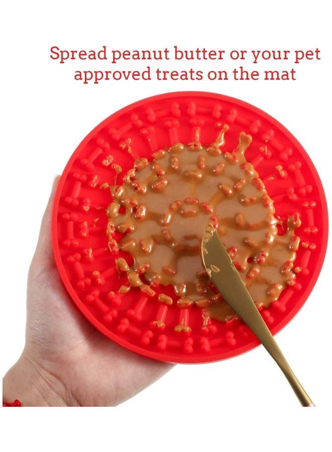 NIBEMINENT Silicone Slow Feeder Dog Treat Dispensing Mat Red 5.9 x 5.9inch - Image 5