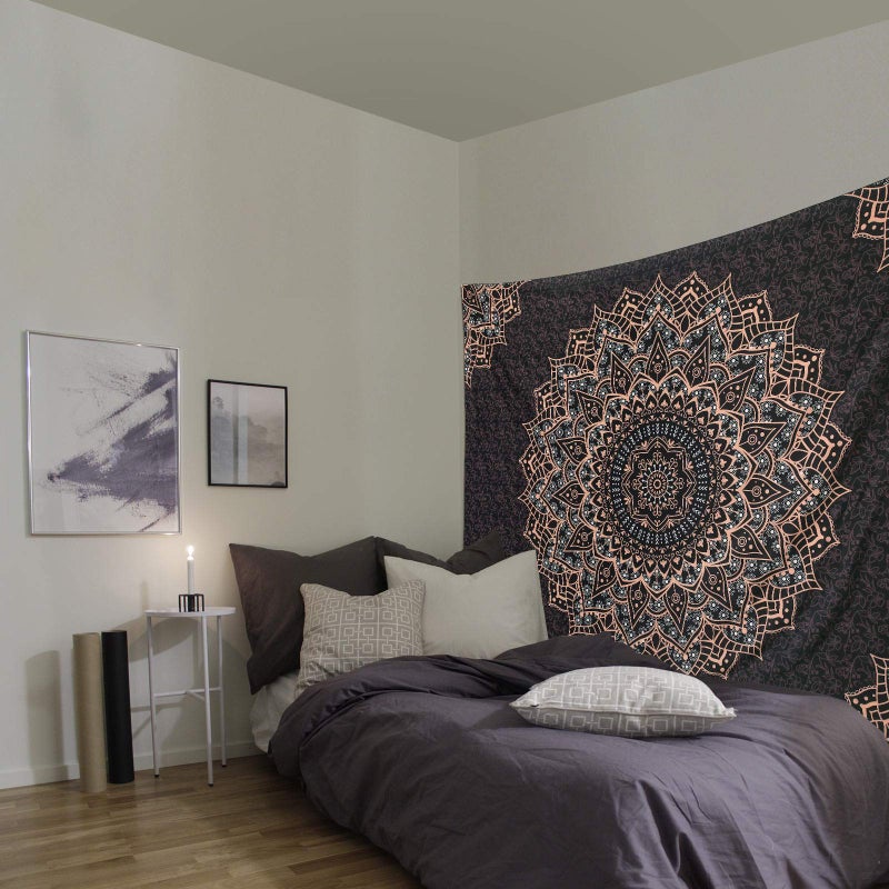 Edeesky Black Mandala Tapestry Wall Hanging Psychedelic Wall Tapestry Aesthetic Indian Hippie Decor Bohemian Art Boho Home Decoration for Bedroom,Living Room,Dorm - Image 4