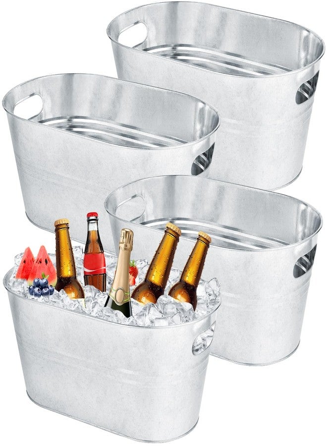 OBTANIM 4 Pack 4 Gallon Galvanized Ice Buckets Metal Champagne Drink Cooler Storage Ice Tub with Carry Handles for Beer Cocktails Wine Beverage Home Parties Bar Cooling Supplies - Image 1