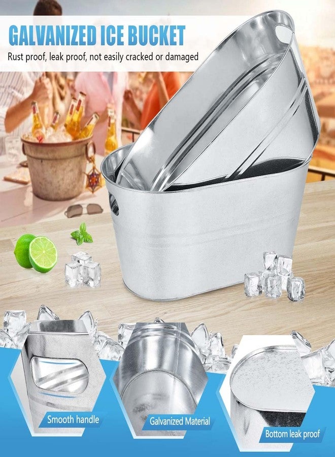 OBTANIM 4 Pack 4 Gallon Galvanized Ice Buckets Metal Champagne Drink Cooler Storage Ice Tub with Carry Handles for Beer Cocktails Wine Beverage Home Parties Bar Cooling Supplies - Image 3
