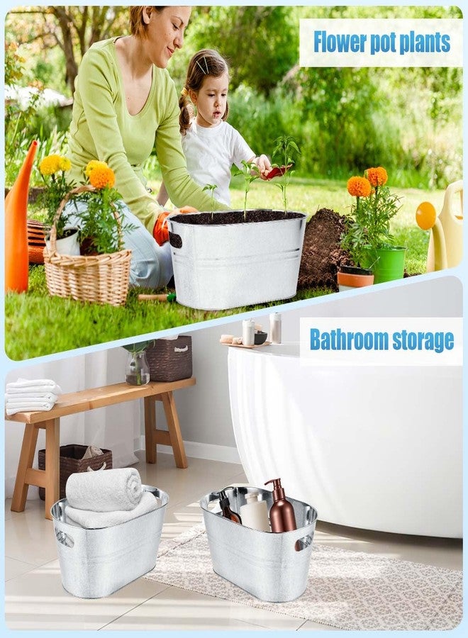 OBTANIM 4 Pack 4 Gallon Galvanized Ice Buckets Metal Champagne Drink Cooler Storage Ice Tub with Carry Handles for Beer Cocktails Wine Beverage Home Parties Bar Cooling Supplies - Image 5