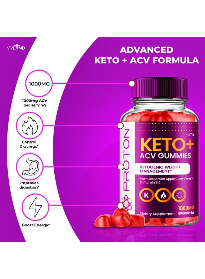 VIVE MD Proton Keto ACV Gummies Advanced Weight Management, Protein Keto ACV Gummies, Proton Keto Plus Gummies with Apple Cider Vinegar Supplement 1000mg, Proton Keto+ACV Gummies Reviews (1 Pack) - Image 4