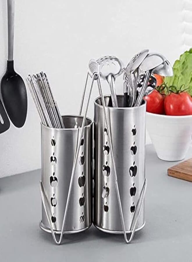 Spaceshoop Stainless Steel Dryer for Knives, Spoons and Forks 2 in1Countertop Utensil Organizer