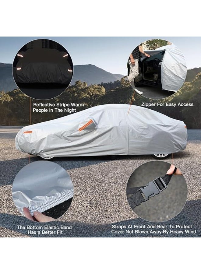 XL Waterproof Car Cover with Reflectors, Double Layer, Fits Most Vehicles - Image 3