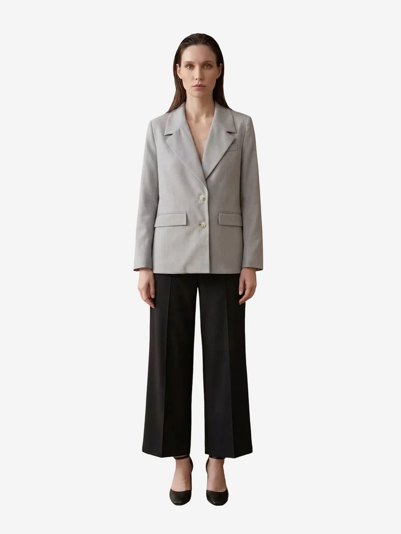 My Fashion Light Grey MY FASHION Shawl Collar Button Blazer Jacket for Women | Best Price UAE