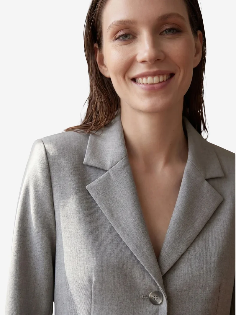 My Fashion Light Grey MY FASHION Shawl Collar Button Blazer Jacket for Women | Best Price UAE