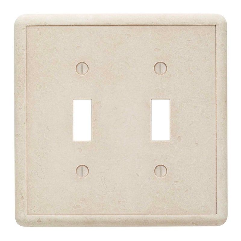 Questech Light Switch Cover Double Toggle Wall Plate for Electrical Outlets 2Gang Double Switch Plates Standard Size Receptacle Cover Decorative Tumbled Texture Gray