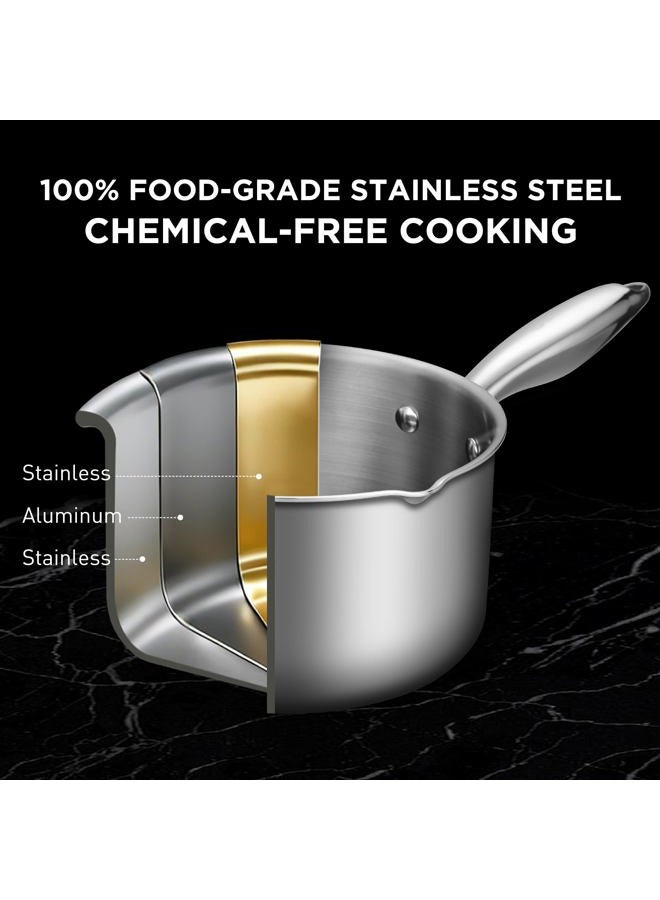 Cyrosa Mr. Right Double Boiler Pot for Melting Chocolate,Stainless Steel Steamer Set with Glass Lid for Candle Making - Clear View while Cooking,Dishwasher & Oven Safe 3 Qts & 4 Pieces - Image 4