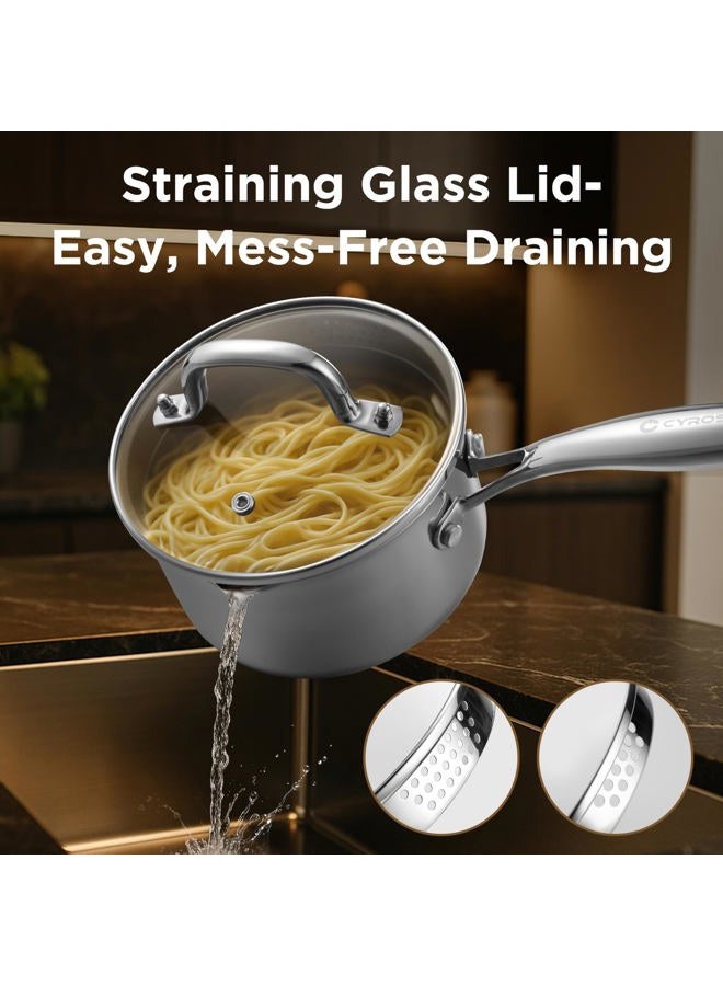Cyrosa Mr. Right Double Boiler Pot for Melting Chocolate,Stainless Steel Steamer Set with Glass Lid for Candle Making - Clear View while Cooking,Dishwasher & Oven Safe 3 Qts & 4 Pieces - Image 5