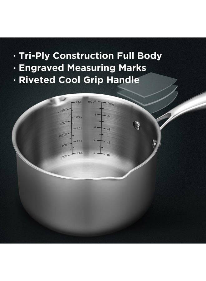 Cyrosa Mr. Right Double Boiler Pot for Melting Chocolate,Stainless Steel Steamer Set with Glass Lid for Candle Making - Clear View while Cooking,Dishwasher & Oven Safe 3 Qts & 4 Pieces - Image 3