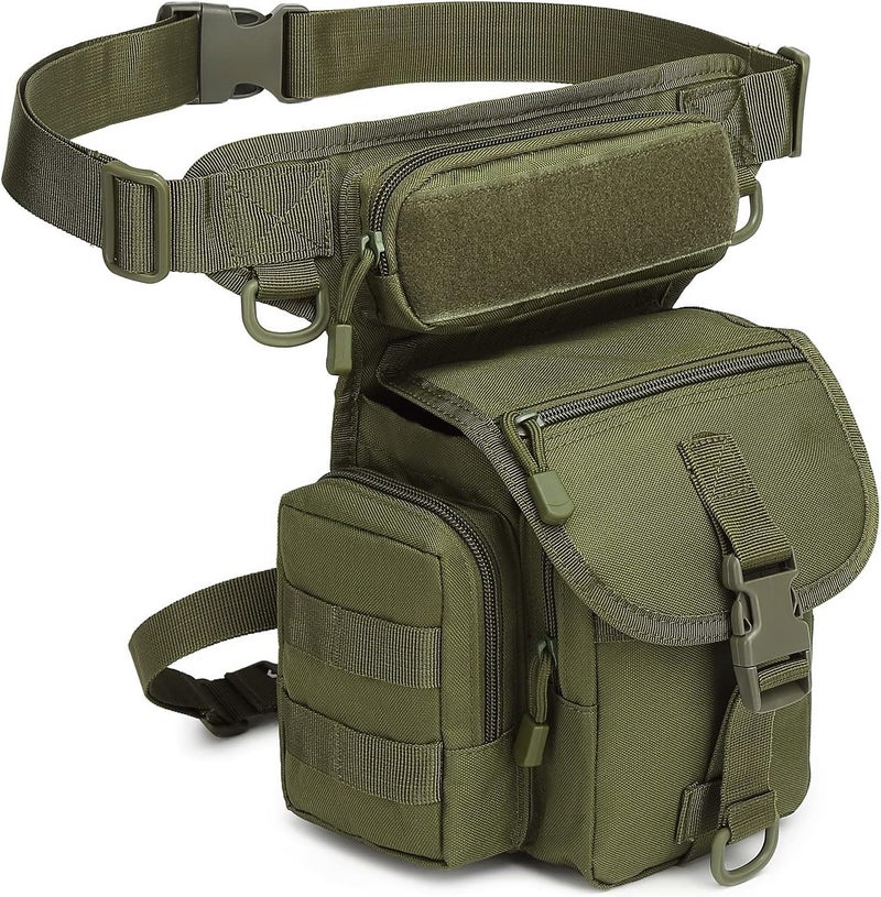 Linist Tactical Drop Leg Multipurpose Utility Waist Bag - Heavy-Duty Military-Style Thigh Pack Cross Body, Strap to Leg Or Hip for Motorcycling, Outdoor, Hiking, Adventure & Travel (Green) - Image 2