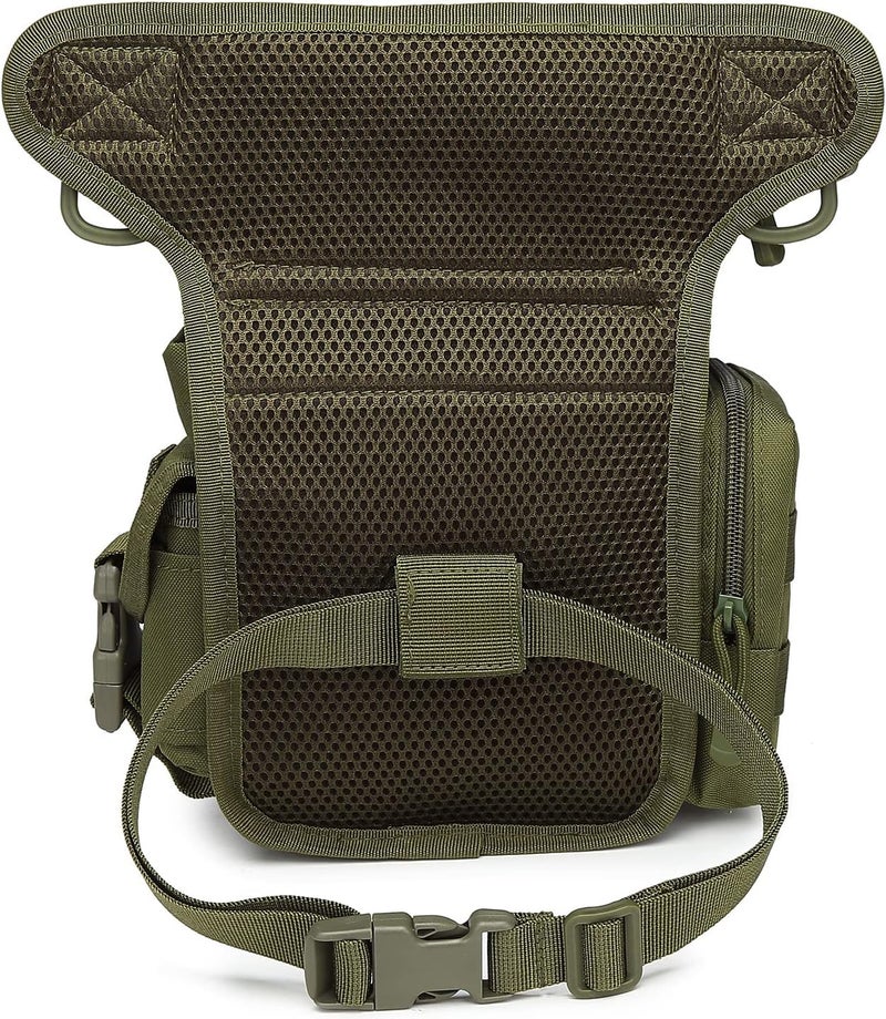 Linist Tactical Drop Leg Multipurpose Utility Waist Bag - Heavy-Duty Military-Style Thigh Pack Cross Body, Strap to Leg Or Hip for Motorcycling, Outdoor, Hiking, Adventure & Travel (Green) - Image 3