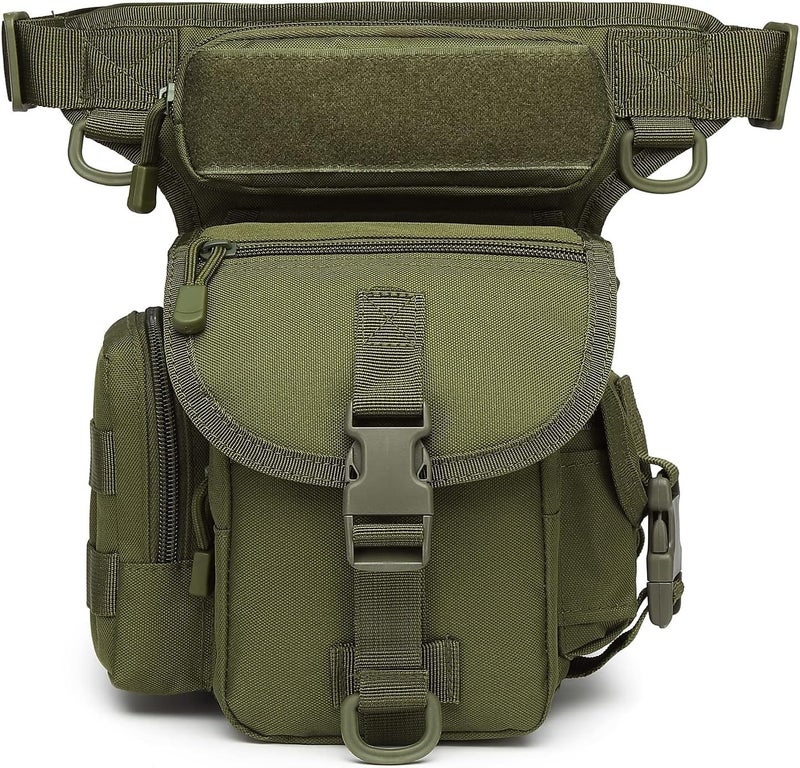 Linist Tactical Drop Leg Multipurpose Utility Waist Bag - Heavy-Duty Military-Style Thigh Pack Cross Body, Strap to Leg Or Hip for Motorcycling, Outdoor, Hiking, Adventure & Travel (Green) - Image 1