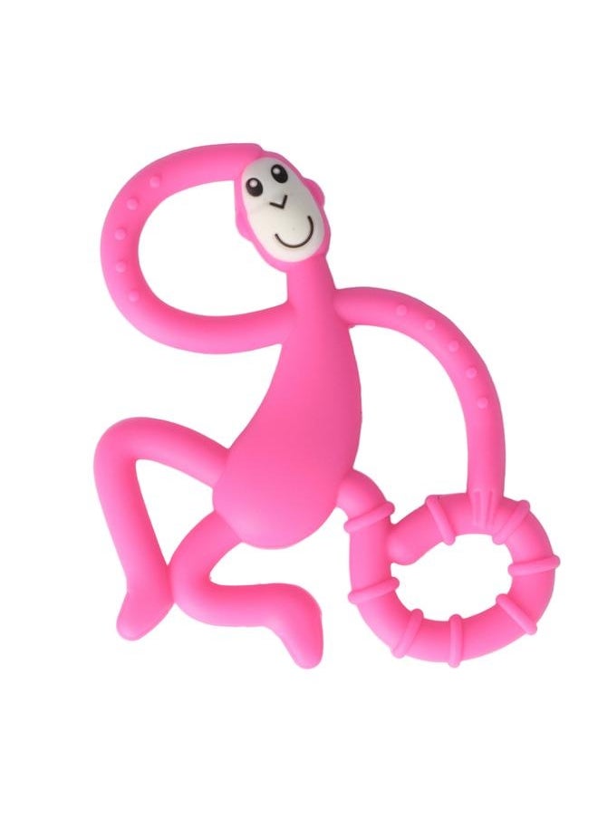 NIBEMINENT Silicone Monkey Shaped Teether Baby Cartoon Cute Portable Teething Toy Ring with Storage Box Pink  - Image 1