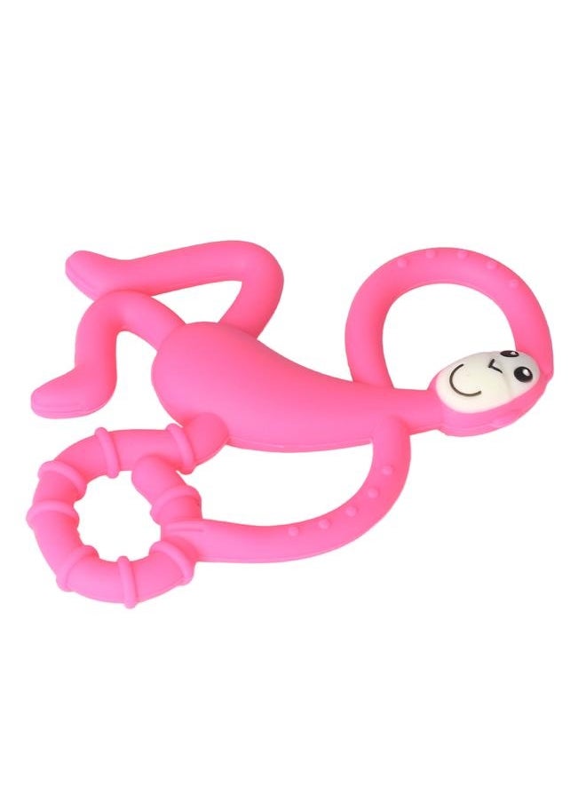 NIBEMINENT Silicone Monkey Shaped Teether Baby Cartoon Cute Portable Teething Toy Ring with Storage Box Pink  - Image 4