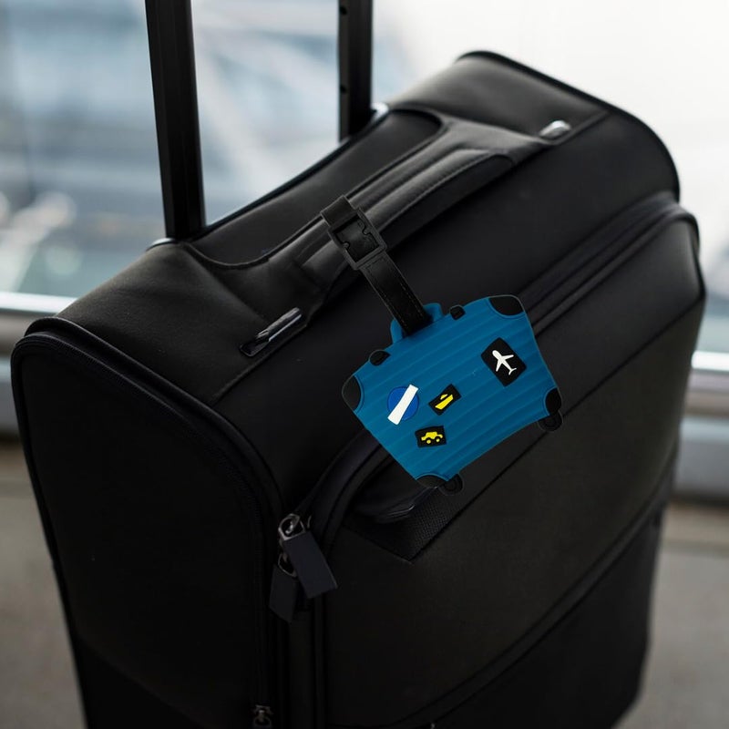 Eitheo Luggage Tags for Kids Luggage Tags with Name & Address Label | Silicone Luggage Tags for Suitcases, Tags for Travel Bags/School Bags Identification tag Colorful Multi (Suitcase Blue) - Image 2