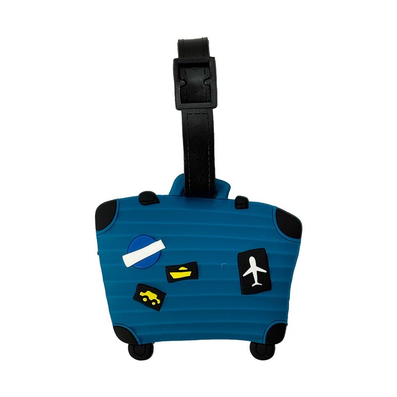 Eitheo Luggage Tags for Kids Luggage Tags with Name & Address Label | Silicone Luggage Tags for Suitcases, Tags for Travel Bags/School Bags Identification tag Colorful Multi (Suitcase Blue) - Image 1