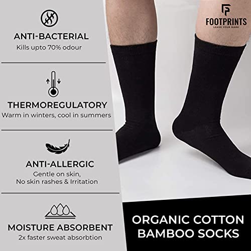 FOOTPRINTS Odour free Organic Cotton & Bamboo Men's Formal Socks | Khaki | Pack of 4 - Image 5