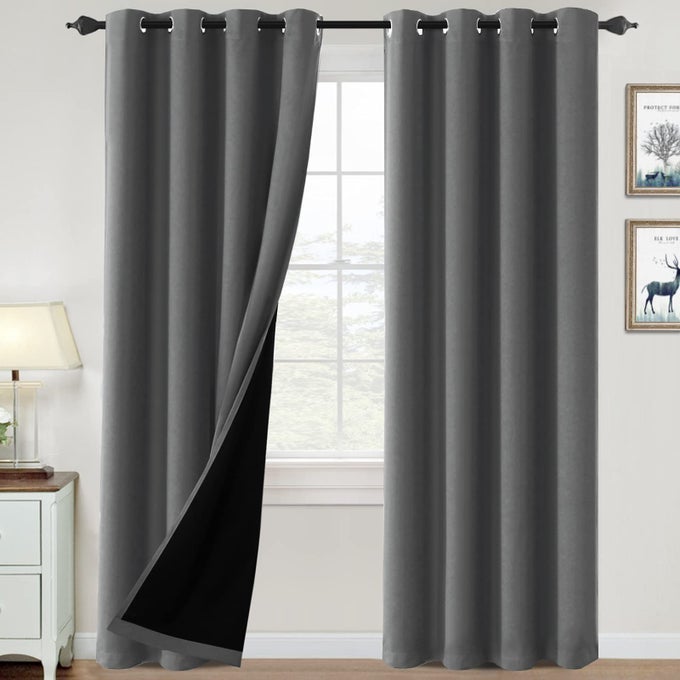 H.VERSAILTEX HVERSAILTEX 100 BLACKOUT CURTAINS FOR BEDROOM THERMAL INSULATED BLACKOUT CURTAINS 84 INCH LENGTH HEAT AND FULL LIGHT BLOCKING CURTAINS FOR LIVING ROOM WITH BLACK LINER 2 PANELS SET GREY