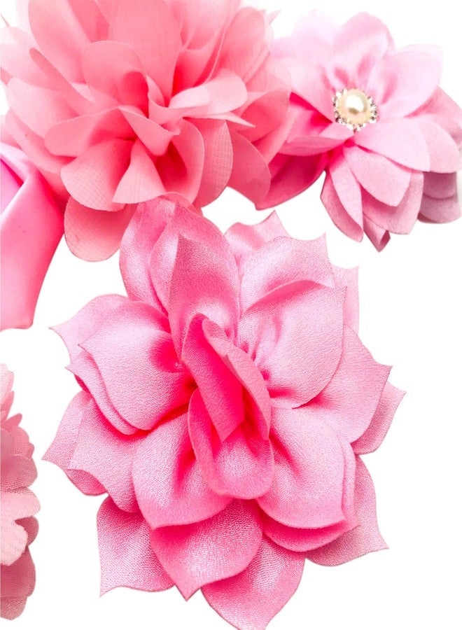 PET SHOW 12pcs Pink Dog Collar Bows and Flowers Attachment for Girls Puppies Cats Female Small Medium Dogs Collars Embellishment Decor for Wedding Birthday Parties Grooming Pet Collar Accessories - Image 2