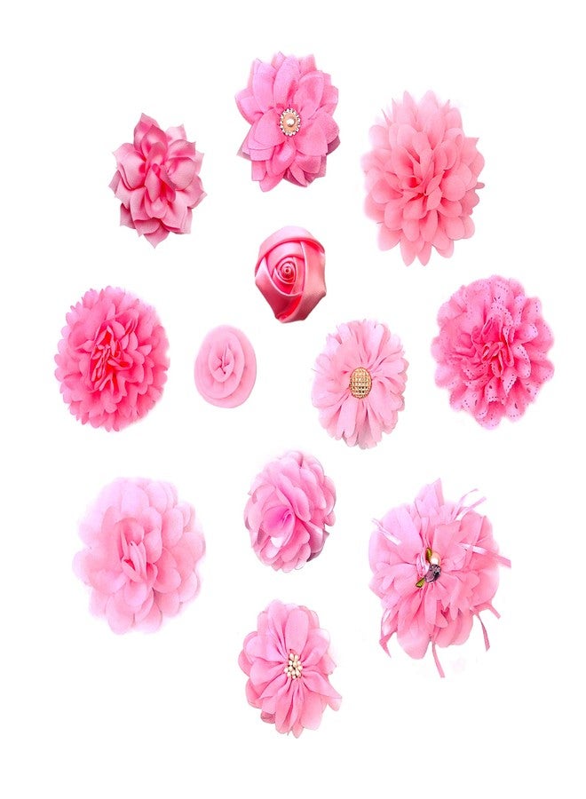 PET SHOW 12pcs Pink Dog Collar Bows and Flowers Attachment for Girls Puppies Cats Female Small Medium Dogs Collars Embellishment Decor for Wedding Birthday Parties Grooming Pet Collar Accessories - Image 1