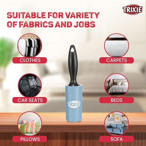 Trixie: - Lint Roller, Fast Removal of Animals Hairs and Fluff from Adhesive Tape | Instant and Easy Way to Get rid of Pet Hair | Suitable for Cleaning Upholstery, Textiles - 60 Sheets Per Roll - Image 4