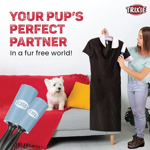 Trixie: - Lint Roller, Fast Removal of Animals Hairs and Fluff from Adhesive Tape | Instant and Easy Way to Get rid of Pet Hair | Suitable for Cleaning Upholstery, Textiles - 60 Sheets Per Roll - Image 3