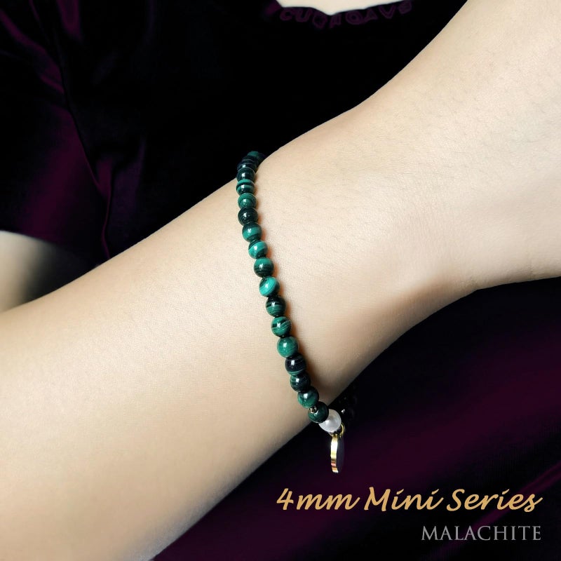 Morchic 4mm Natural Green Malachite Gemstone Beads Stretch Bracelet for Women, With Freshwater Pearls, Energy Gem Birthday Gift for Her 7.2” - Image 3