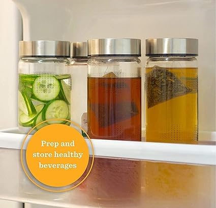 CROCO JAR Wide Mouth Glass Water Bottle, Leak-Proof Airtight Double Layer Stainless Steel Lid, Set of 6 – Ideal for Water, Juice, Smoothies 750ml | Set Of 6 - Image 5