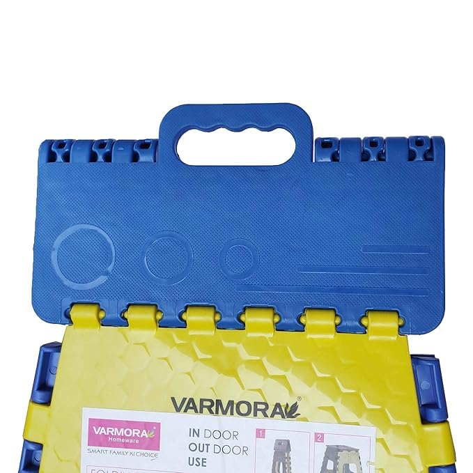 Varmora Folding Stool Plastic, 12 Inch Strong & Portable Stool for Travelling, Home & Kitchen - Foldable Step Stool for Sitting, Bath & Outdoor Use - Image 5