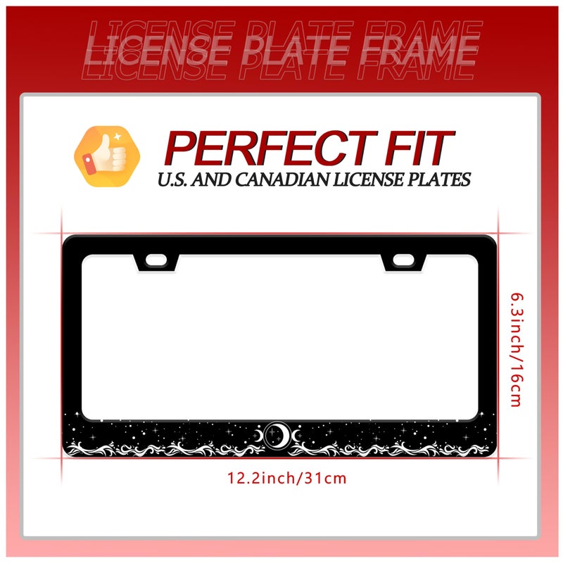 UNINDREM Moon License Plate Frame Ocean Waves Stainless Steel License Plate Frame Auto Parts Decoration with Screws License Plate Holder for Men Women 12x6 Inch - Image 2
