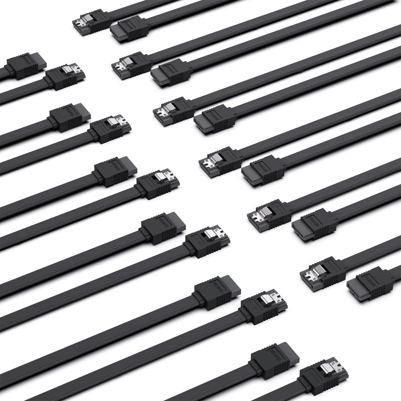 BENFEI SATA Cable III, 12 Pack SATA Cable III 6Gbps Straight HDD SDD Data Cable with Locking Latch 18 Inch Compatible for SATA HDD, SSD, CD Driver, CD Writer - Black - Image 1