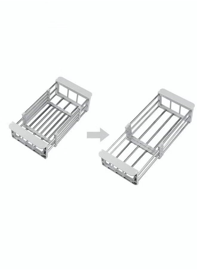 MIXDE Retractable Kitchen Sink Drain Rack Universal Size Sink Strong Load-bearing Tableware Storage Rack Fruit and Vegetable Drain Basket Stainless Steel Dishwashing Rack  - Image 4