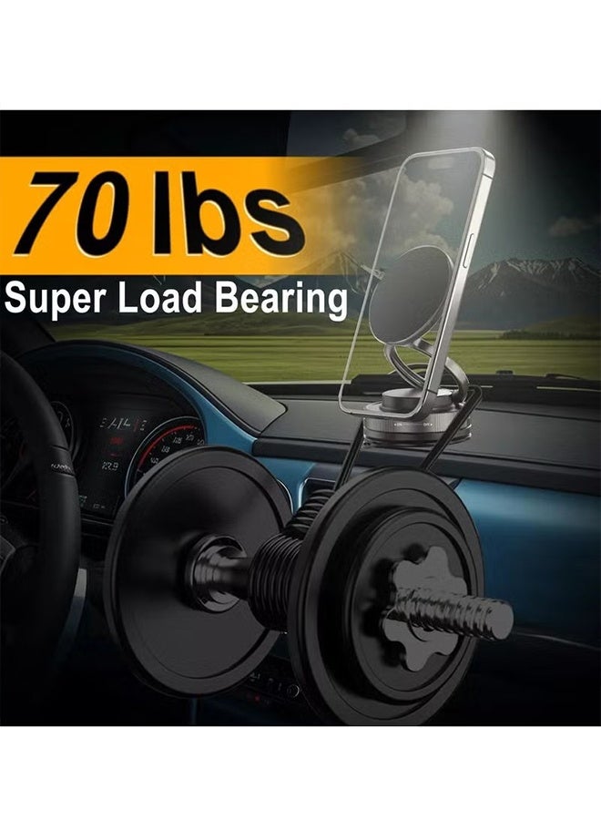 Happy D Car Phone Holder, Vacuum Magnetic Car Holder, 360°Rotating Foldable Dashboard Suction Cup Holder, Universal for All Smartphones (Black) - Image 4