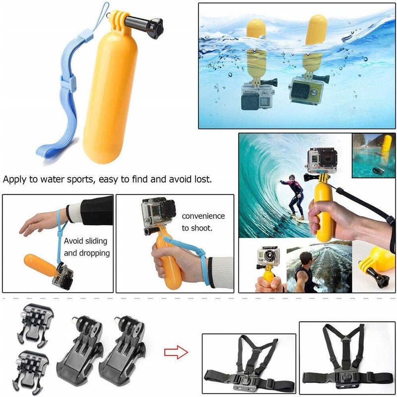 REFLEX CAMERA 50 in 1 Action Camera Accessories Kit Compatible with GoPro Hero 13/12/11/10/9/8, DJI Osmo Action 2, 3, 4, Pro 5, Insta360 Ace Pro/Ace Pro 2 Akaso and other Sports Cameras & Durable Case - Image 3