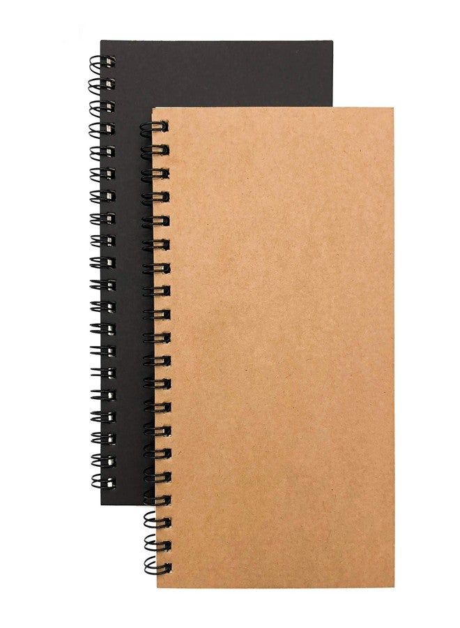 DSTELIN Soft Cover Spiral Notebook Journal 2-Pack, Blank Sketch Book Pad, Wirebound Memo Notepads Diary Notebook Planner with Unlined Paper, 100 Pages/ 50 Sheets, 7Inchx 4.75Inch (Brown and Black) - Image 1