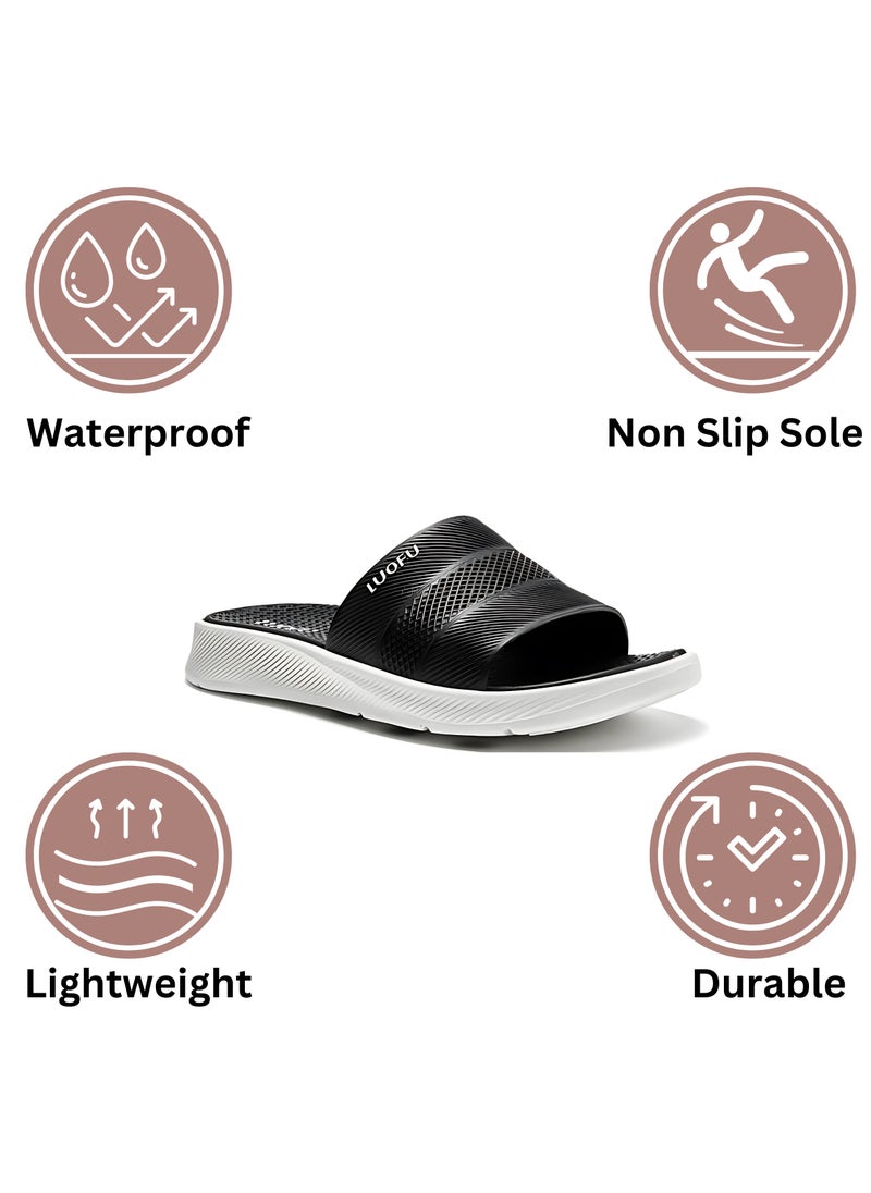 LUOFU Luofu Men’s Slide Slippers | Unisex Shower Sliders | Comfortable Rubber Slip-On Shoes for Indoor/Outdoor Use | Easy-Clean Waterproof Casual Slippers for Men and Women  - Image 2