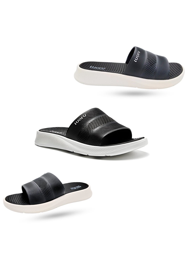 LUOFU Luofu Men’s Slide Slippers | Unisex Shower Sliders | Comfortable Rubber Slip-On Shoes for Indoor/Outdoor Use | Easy-Clean Waterproof Casual Slippers for Men and Women  - Image 3