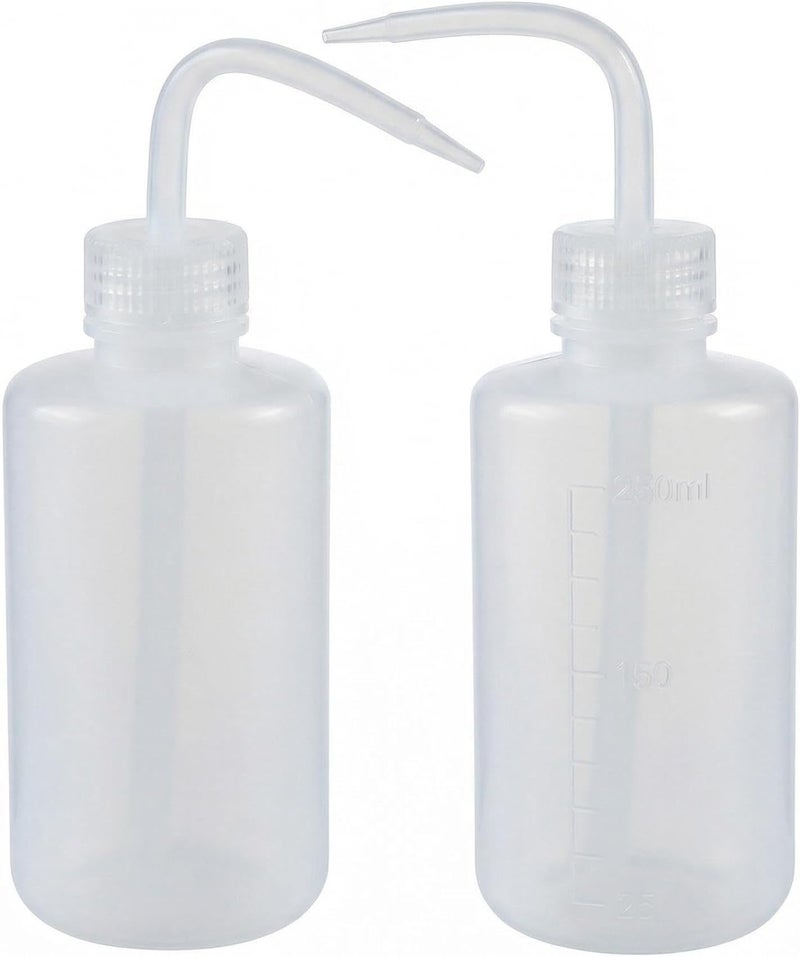 erioctry 2PCS Plastic Clear White Bent Tip Oil Liquid Storage Squeeze Measuring Bottle Wash Cleaning Holder Can Pot Gardening Tools - Image 1