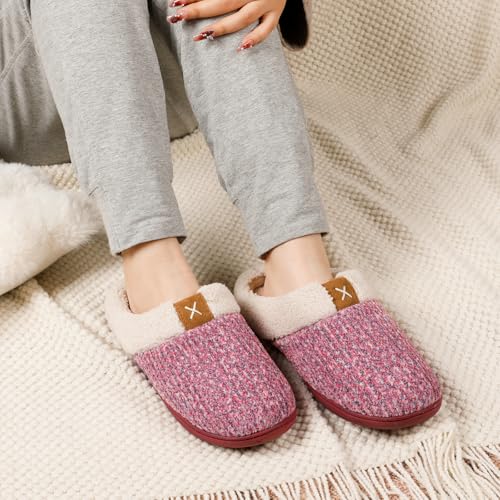 ULTRAIDEAS Women's Indoor Bedroom Slipper with Memory Foam, Gift for Women, Wool-Like House Shoe with Anti-Skid Rubber Sole for Ladies (11-12, Pink) - Image 2