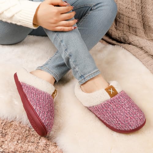 ULTRAIDEAS Women's Indoor Bedroom Slipper with Memory Foam, Gift for Women, Wool-Like House Shoe with Anti-Skid Rubber Sole for Ladies (11-12, Pink) - Image 3