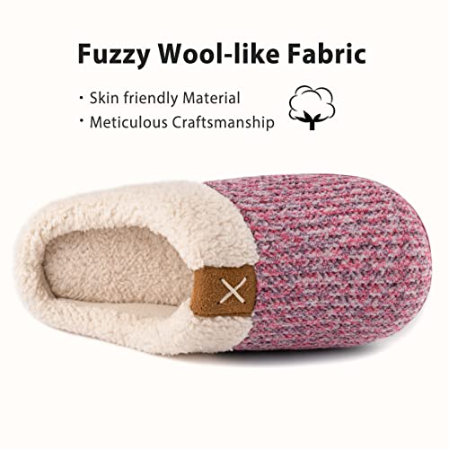 ULTRAIDEAS Women's Indoor Bedroom Slipper with Memory Foam, Gift for Women, Wool-Like House Shoe with Anti-Skid Rubber Sole for Ladies (11-12, Pink) - Image 5