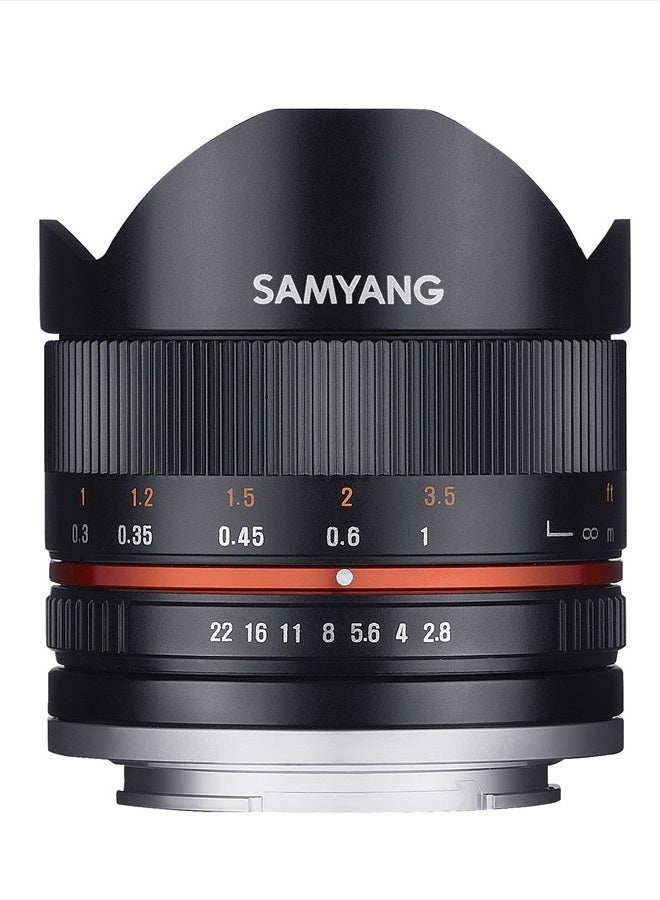 Samyang 8mm F2.8 UMC Fisheye II (Black) Lens for Sony E-Mount (NEX) Cameras (SY8MBK28-E) - Image 1