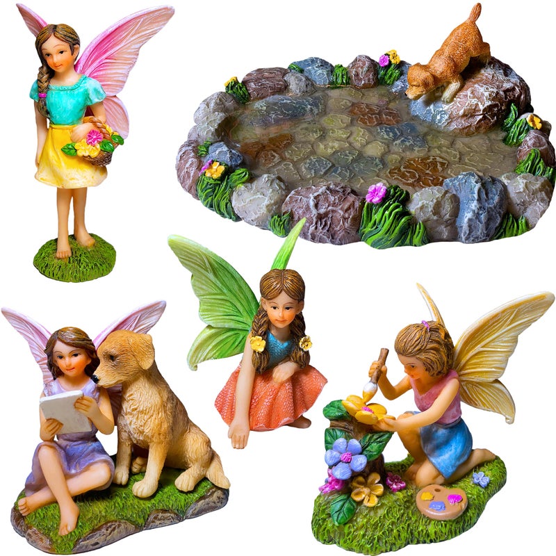 Mood Lab Miniature Garden Decor Decorative Resin Pond Statues 5 pcs Indoor Outdoor Display - Image 2