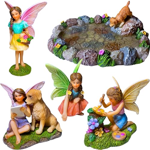 Mood Lab Miniature Garden Decor Decorative Resin Pond Statues 5 pcs Indoor Outdoor Display - Image 1