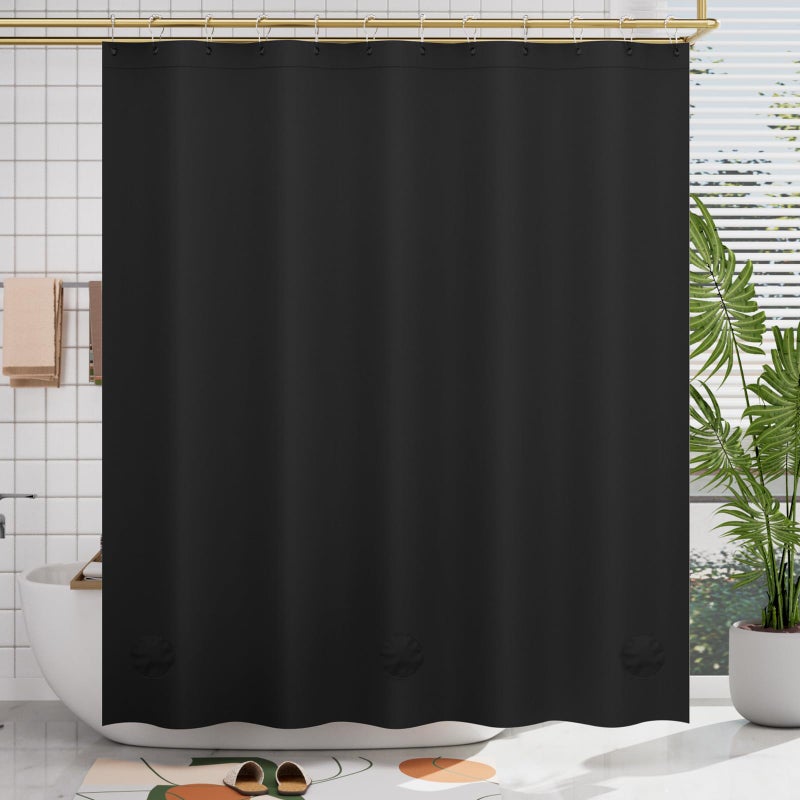 AmazerBath Plastic Shower Curtain Liner, 72 x Inches EVA 8G Heavy Duty Black Waterproof Weighted Thick Bathroom with 3 Clear Weights and 12 Rustproof Grommet Holes - Image 2