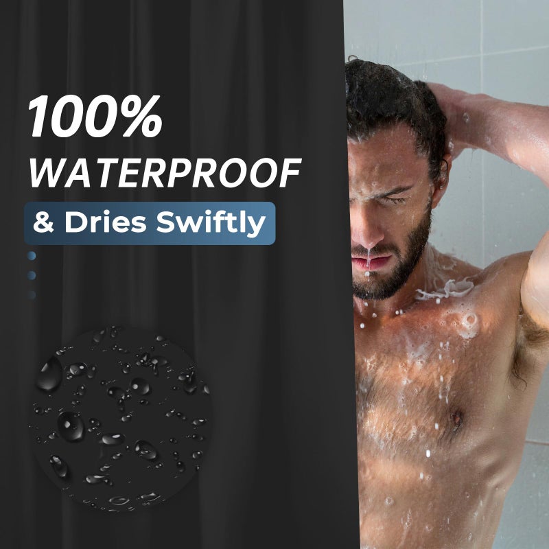 AmazerBath Plastic Shower Curtain Liner, 72 x Inches EVA 8G Heavy Duty Black Waterproof Weighted Thick Bathroom with 3 Clear Weights and 12 Rustproof Grommet Holes - Image 5