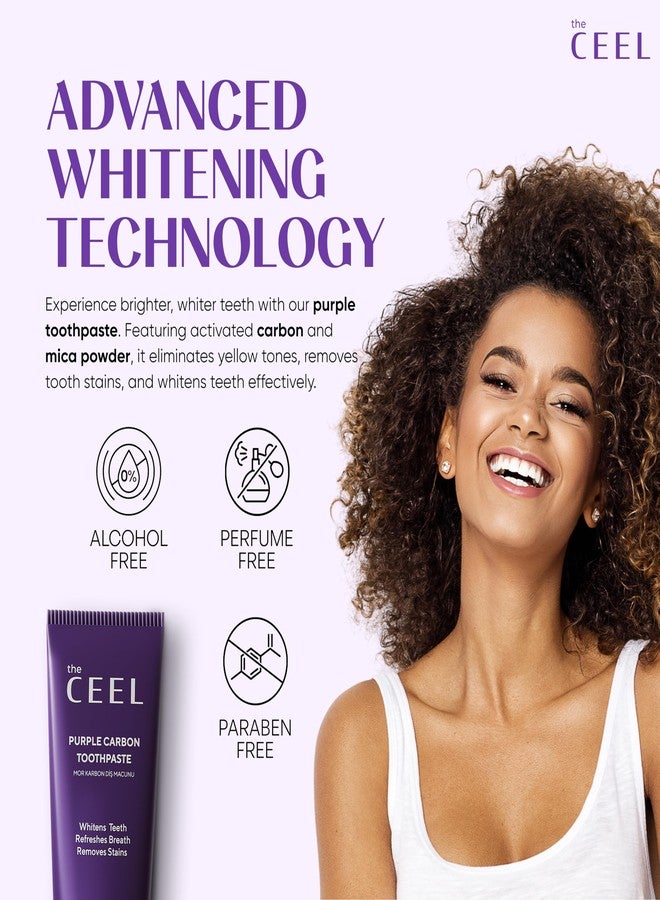 The Ceel Purple Toothpaste for Teeth Whitening with Activated Carbon & Mica Powder - Color Correcting Teeth, Stain & Plaque Remover Oral Care Formula with Mint Flavor - Gentle on Enamel & Gums - 75g - Image 3
