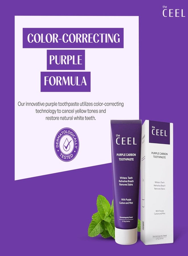 The Ceel Purple Toothpaste for Teeth Whitening with Activated Carbon & Mica Powder - Color Correcting Teeth, Stain & Plaque Remover Oral Care Formula with Mint Flavor - Gentle on Enamel & Gums - 75g - Image 4