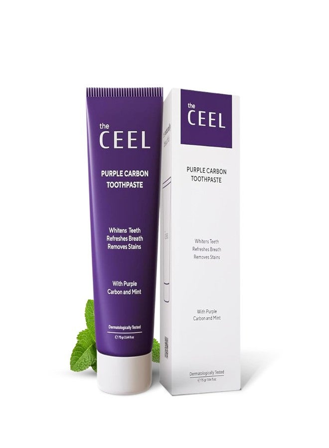 The Ceel Purple Toothpaste for Teeth Whitening with Activated Carbon & Mica Powder - Color Correcting Teeth, Stain & Plaque Remover Oral Care Formula with Mint Flavor - Gentle on Enamel & Gums - 75g - Image 1
